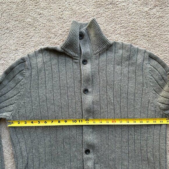 Gap Sweater Womens XL Wool Linen Blend Button Up Long Sleeve Mock Neck Brown - Picture 7 of 11